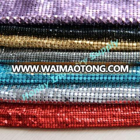 Sparkling Decorative Flat Shape Aluminum Flakes Linked Metallic Sequin Fabric